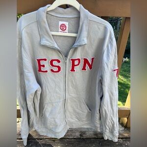 ESPN Vintage Gray Zip-Up mock neck sweatshirt with Red Lettering